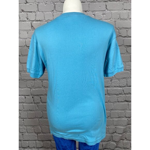 Vintage 90s Disney Store Eeyore Henley Shirt Medium Blue Short Sleeve Tee - Picture 7 of 7